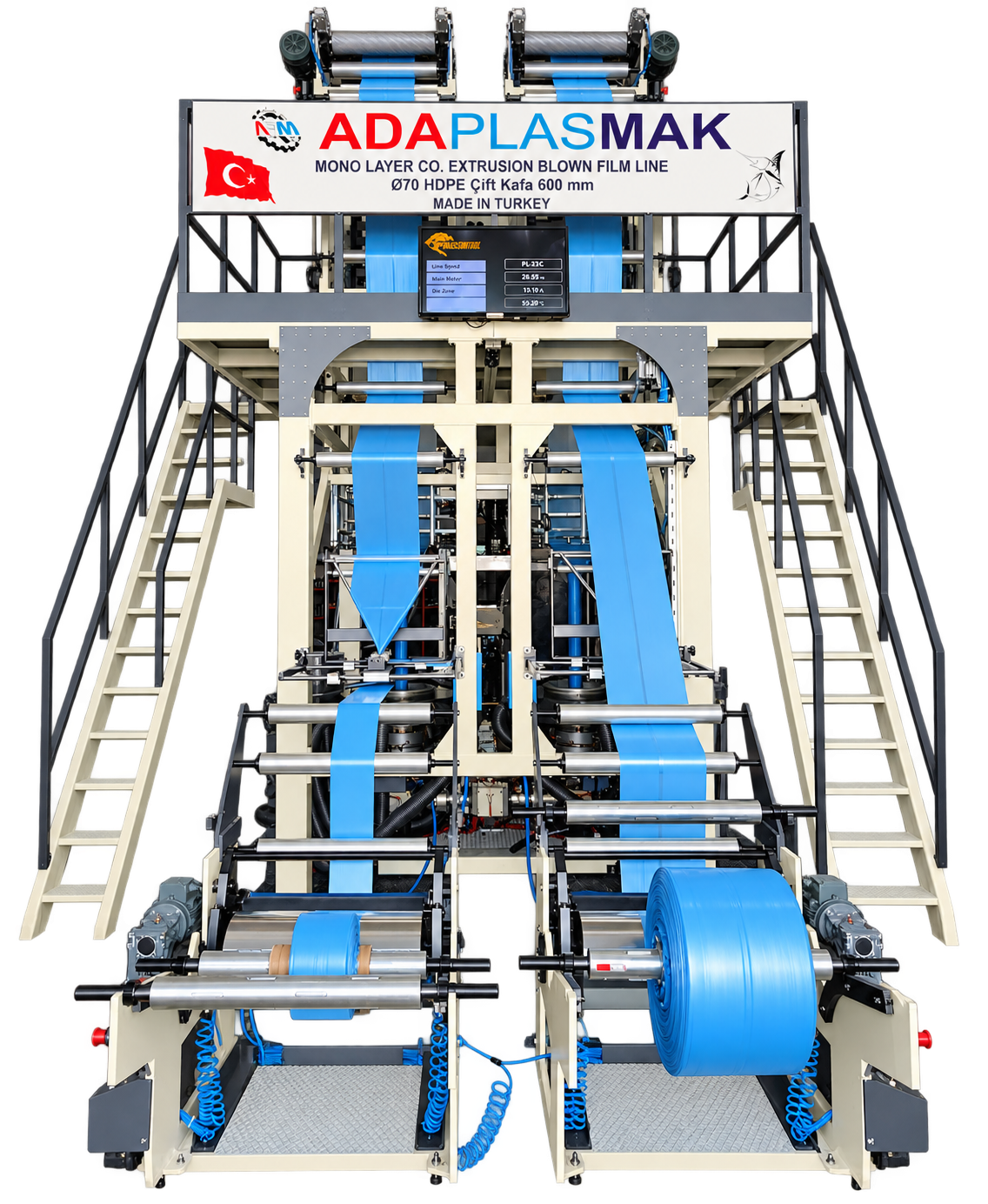 Ø70 LLDPE/HDPE Çift Kafa 600 MM Ekstruder Film Makinesi