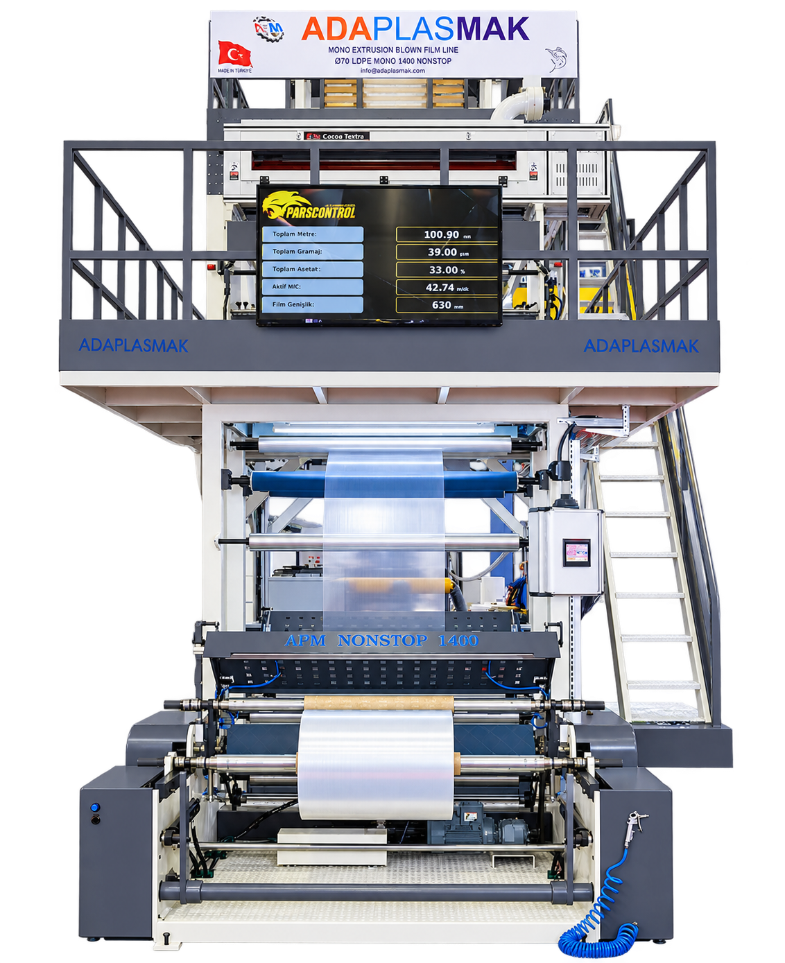 APM Ø70 HDPE/LDPE 1400 MM Ekstruder Film Makinesi