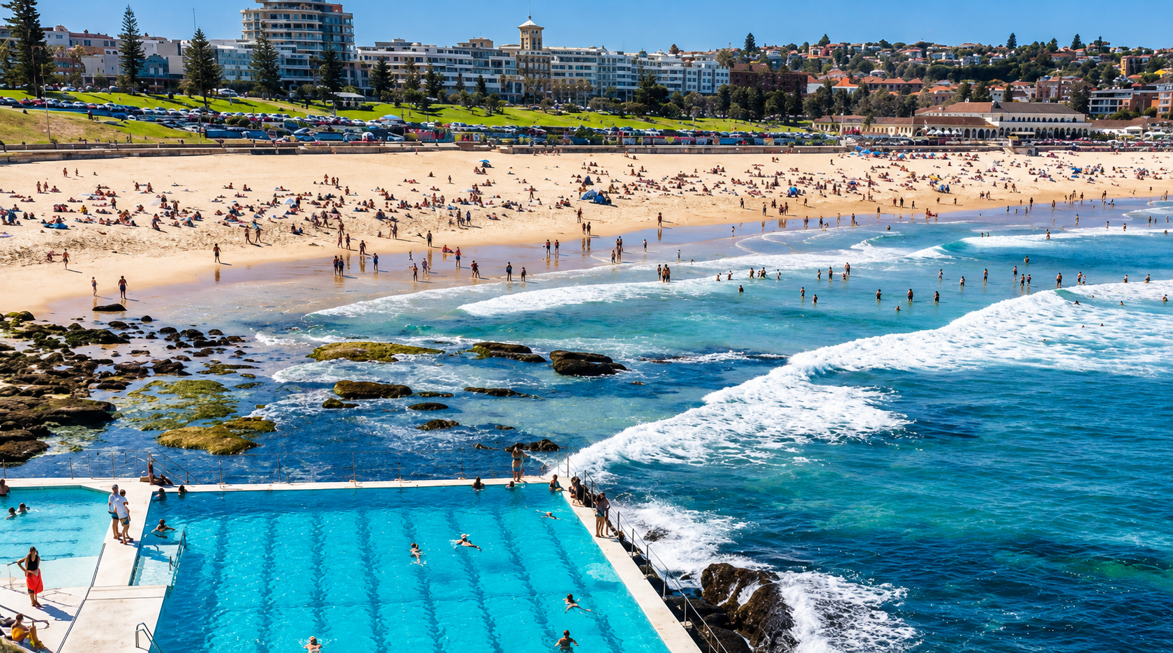 Bondi Beach, Sidney’in en tanınan ve hareketli plajlarından biri.